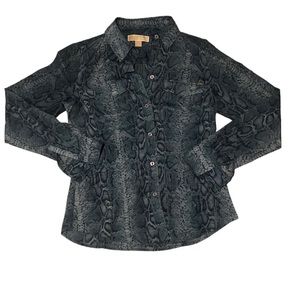 Michael Kors blue snake print button down shirt. Size Small.